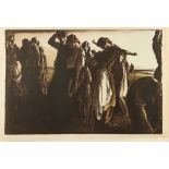 *Gerald Spencer Pryse (1882-1956) black and white lithograph - Refugees, 'They that go up to the mer