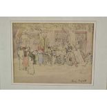 Mary Henrietta Uppleby Hogarth (1861-1935) pen, ink and watercolour - Greek Market, c.1920, signed l