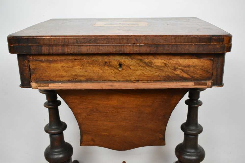 Victorian walnut and Tunbridgeware inlaid work table - Image 4 of 7