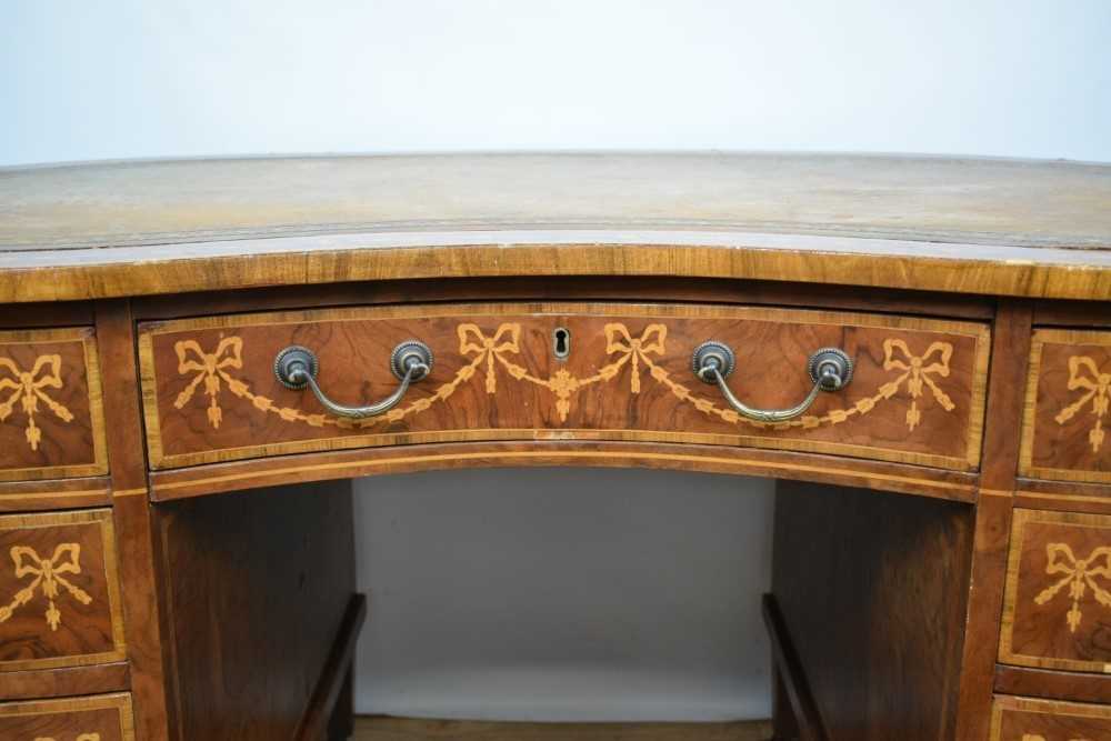 Edwardian style mahogany and marquetry inlaid kidney shaped desk - Image 7 of 21