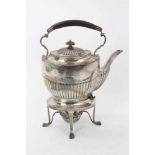 Victorian silver kettle on burner stand