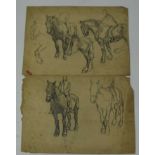 *Gerald Spencer Pryse (1882-1956) two pencil sketches - horse and rider, 40cm x 28cm, unframed
