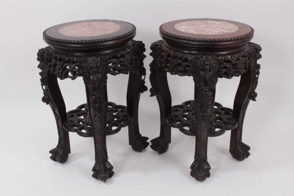 Pair impressive late 19th century Japanese Satsuma earthenware vases and pair hardwood stands - Image 10 of 10