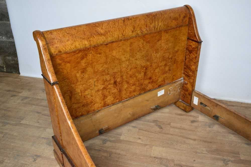 19th century Continental satin birch sleigh bed - Image 6 of 7