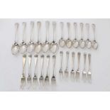 Group of 1930s silver Old English pattern flatware, 24 pieces in total