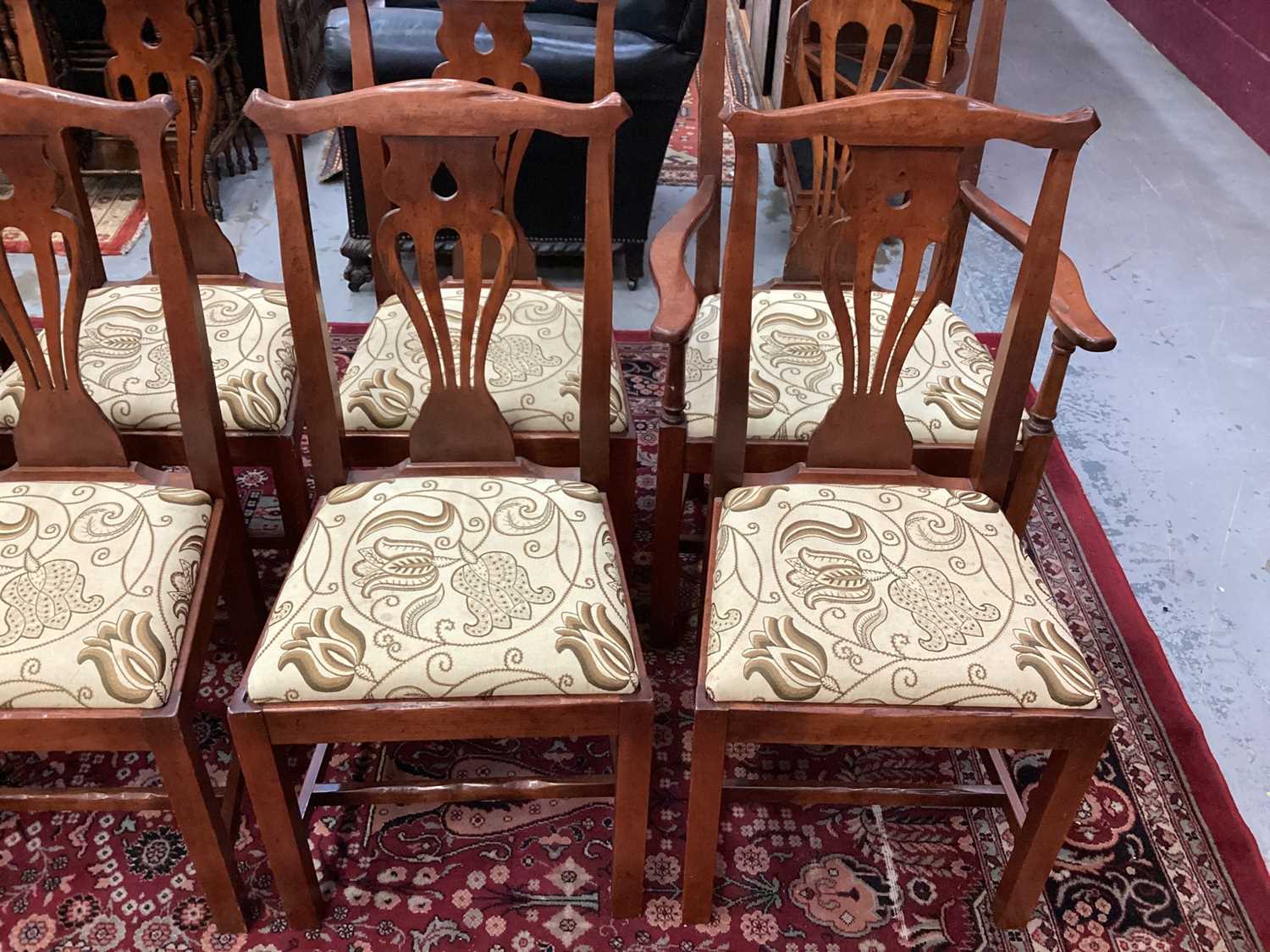 Set of eight George II style fruitwood chairs with drop-in seats - Image 3 of 16