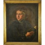 English School late 18th Century, oil on canvas, a scholar holding a book, in gilt frame. 75 x 62