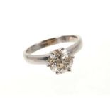 Diamond single stone ring with an old-European cut diamond estimated to weigh approximately 2cts in