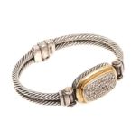 David Yurman sterling silver Albion diamond double cable bangle