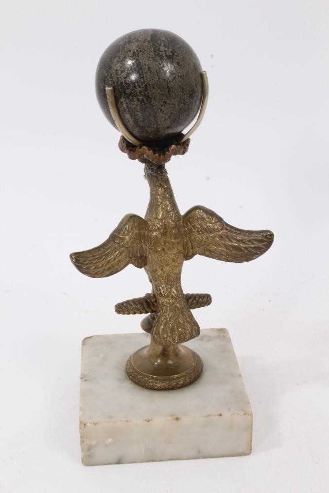 19th century Italian Grand Tour desk stand, an eagle with a pyrite sphere finial held by four claws, - Image 2 of 2