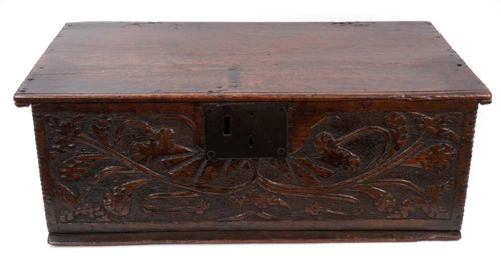 17th century carved oak bible box