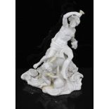 An 18th century Italian porcelain group of Bacchus, in the white