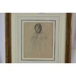 Henry Tonks (1862-1937) pencil study of a young girl, initialled, 19cm x 16cm, in glazed gilt frame