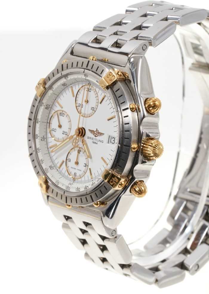1990s gentlemen's Breitling Chronomat chronograph automatic wristwatch with white dial, baton hour m - Image 2 of 7