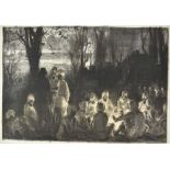 *Gerald Spencer Pryse (1882-1956) black and white lithograph - British Indians in France, 46cm x 66c