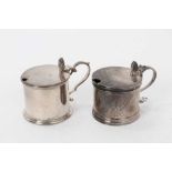 Two early 20th century silver drum mustards