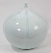 A large and finely potted Japanese celadon glazed onion vase, possibly by Terui Ichigen, 31cm high,