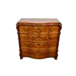 19th century Continental walnut serpentine chest of drawers