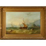 William Henry Williamson (1820-1883) oil on canvas, Fishing Boats off the Coast, signed and dated 18