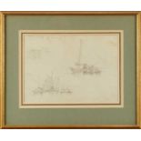 George Chinnery (1774-1852) pencil on paper - sketches of junks and sampans, inscribed in shorthand,