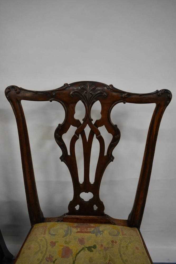 George III carved mahogany dining chair and four others - Image 4 of 8