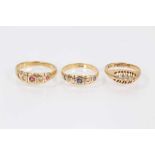 Three Victorian 18ct gold dress rings
