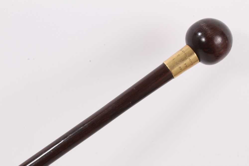 Of Ladysmith siege interest: 15ct gold mounted cane by Brigg, with lignum Vitae knop