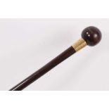 Of Ladysmith siege interest: 15ct gold mounted cane by Brigg, with lignum Vitae knop
