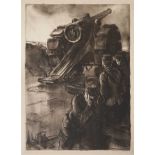 *Gerald Spencer Pryse (1882-1956) black and white lithograph - artillery gun, signed below in pencil