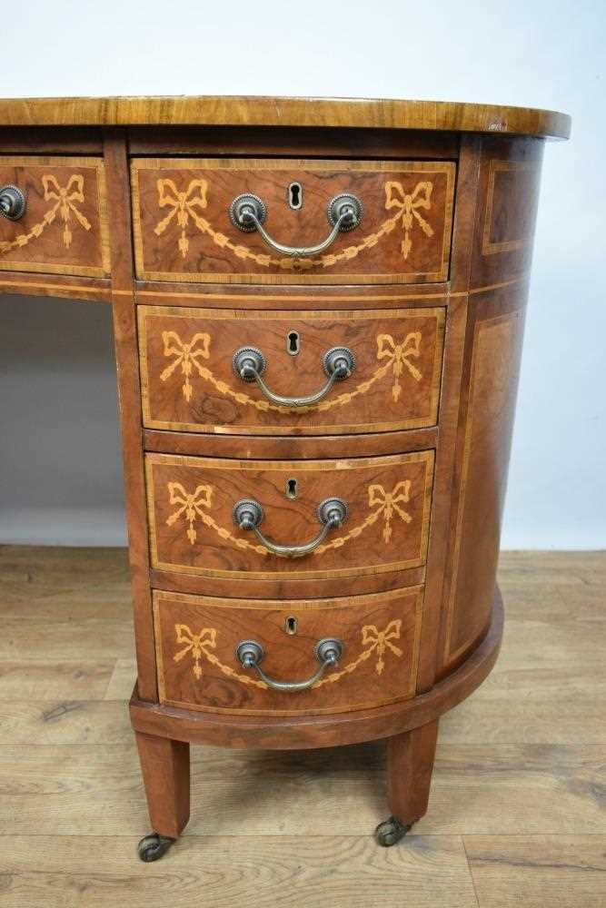 Edwardian style mahogany and marquetry inlaid kidney shaped desk - Image 6 of 21