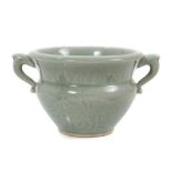 A Chinese celadon two handled censer