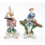 A pair of Bow figures of seated musicians, circa 1765