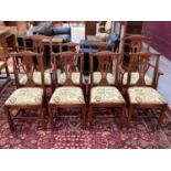 Set of eight George II style fruitwood chairs with drop-in seats