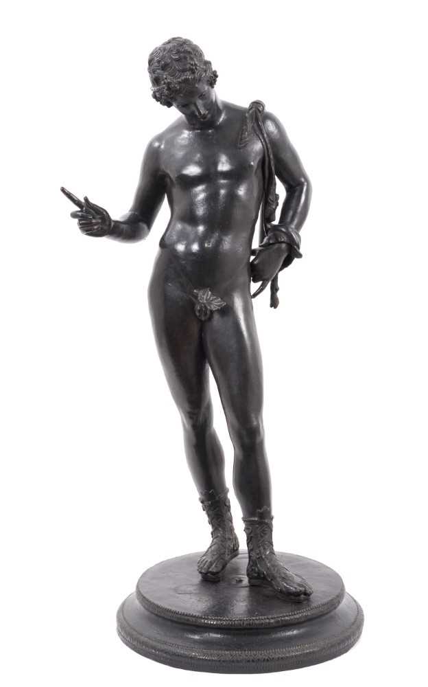 Large 19th century Grand Tour bronze figure of Narcissus