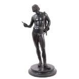 Large 19th century Grand Tour bronze figure of Narcissus