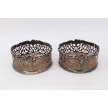 Pair of 19th century pierced silver plated wine coasters