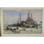 Alex Ballingall (c.1850-1910) watercolour - Scottish Fisherfolk on the Shore, signed, 58cm x 94cm, i