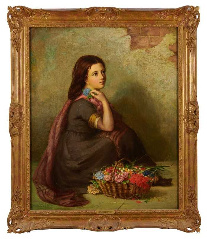 Henry Benjamin Roberts (1832-1915) oil on canvas, The Little Flower Girl, signed and dated '74, 70cm