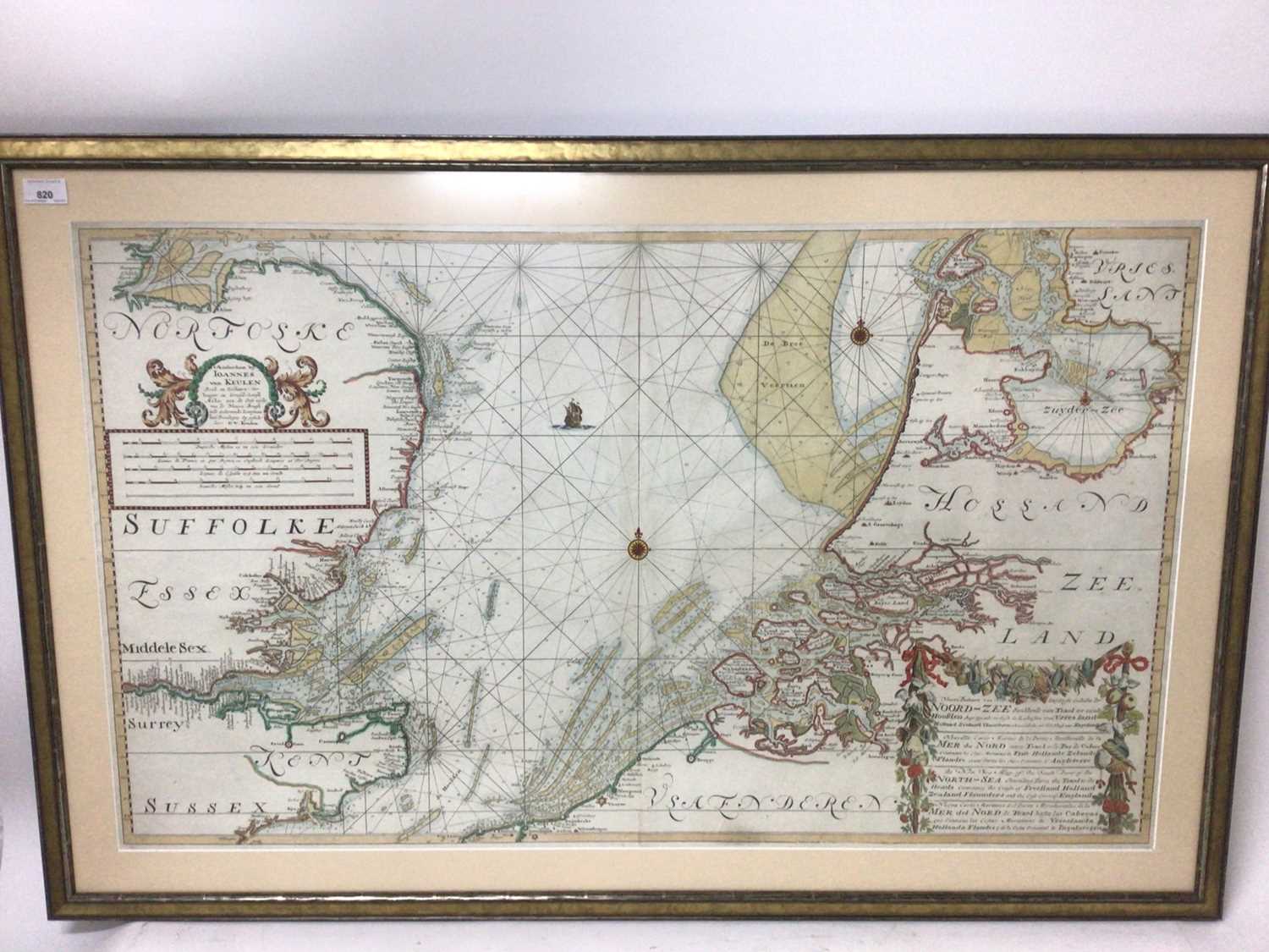 Joannes Van Keulen, engraved sea chart of the English Channel