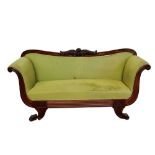 William IV mahogany scroll end settee