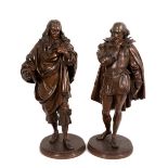 John Jules B. Salmson (1823-1902): Substantial pair of bronze figures of Shakespeare and Rousseau, s