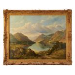 Henry George Duguid (act. 1828-1860) oil on canvas- Extensive Scottish Loch scene