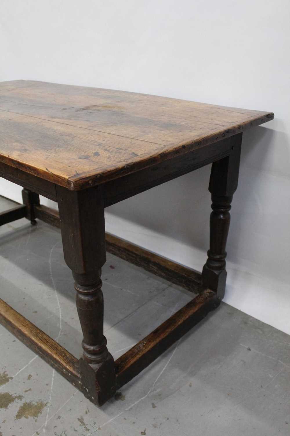 Rare early 18th century oak refectory table dated 1724 - Image 2 of 10