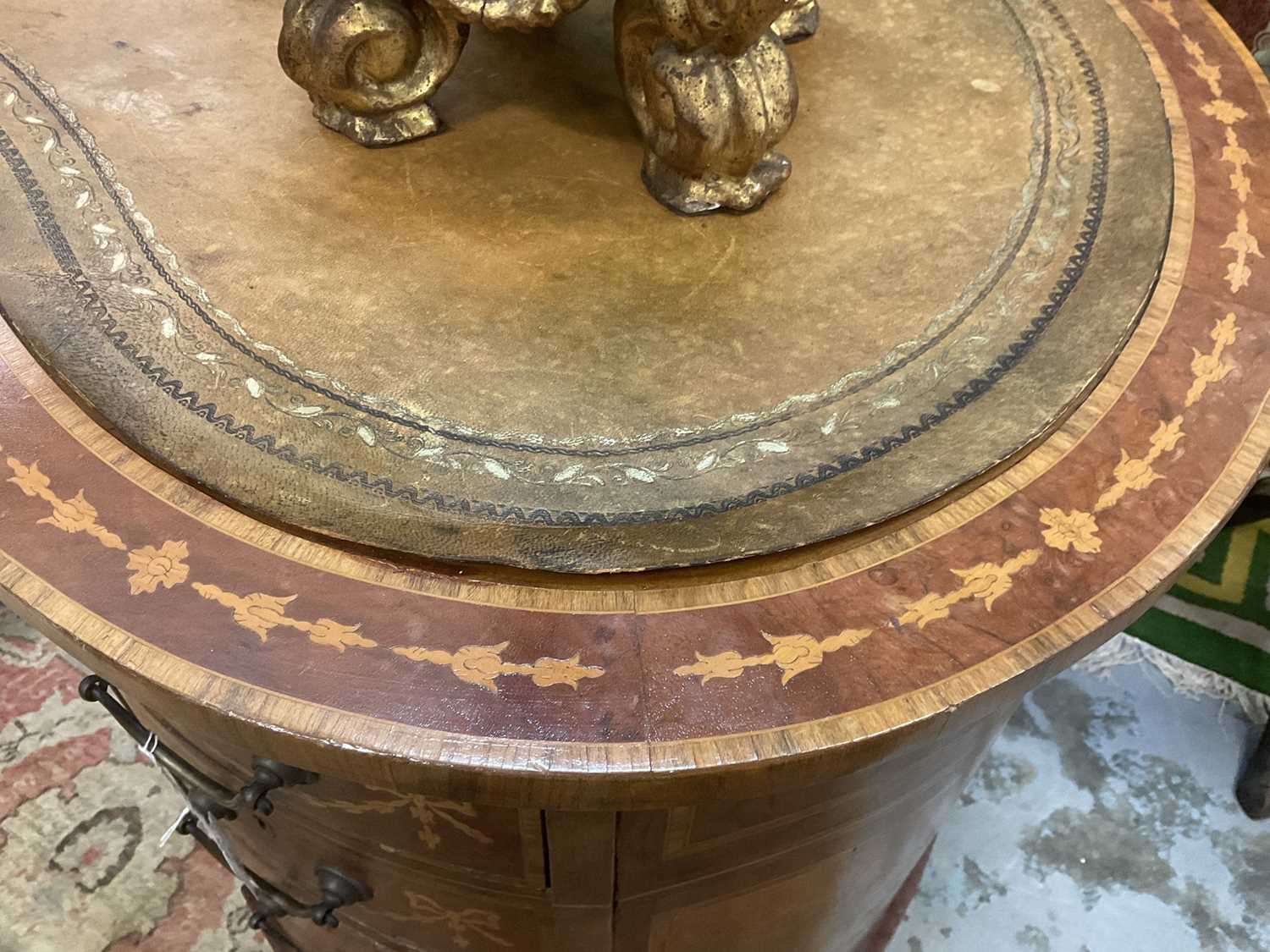 Edwardian style mahogany and marquetry inlaid kidney shaped desk - Image 13 of 21