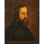 Czechoslovakian School, 19th century, oil on panel, portrait of the Theologian Jan Hus, 30.5cm x 24c