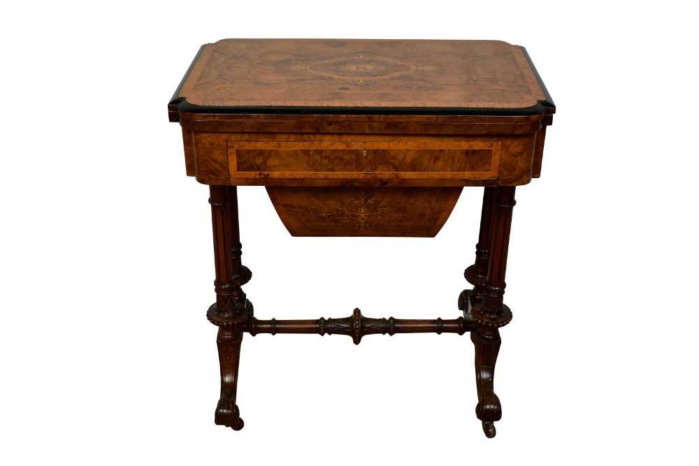 Mid Victorian figured walnut work/games table