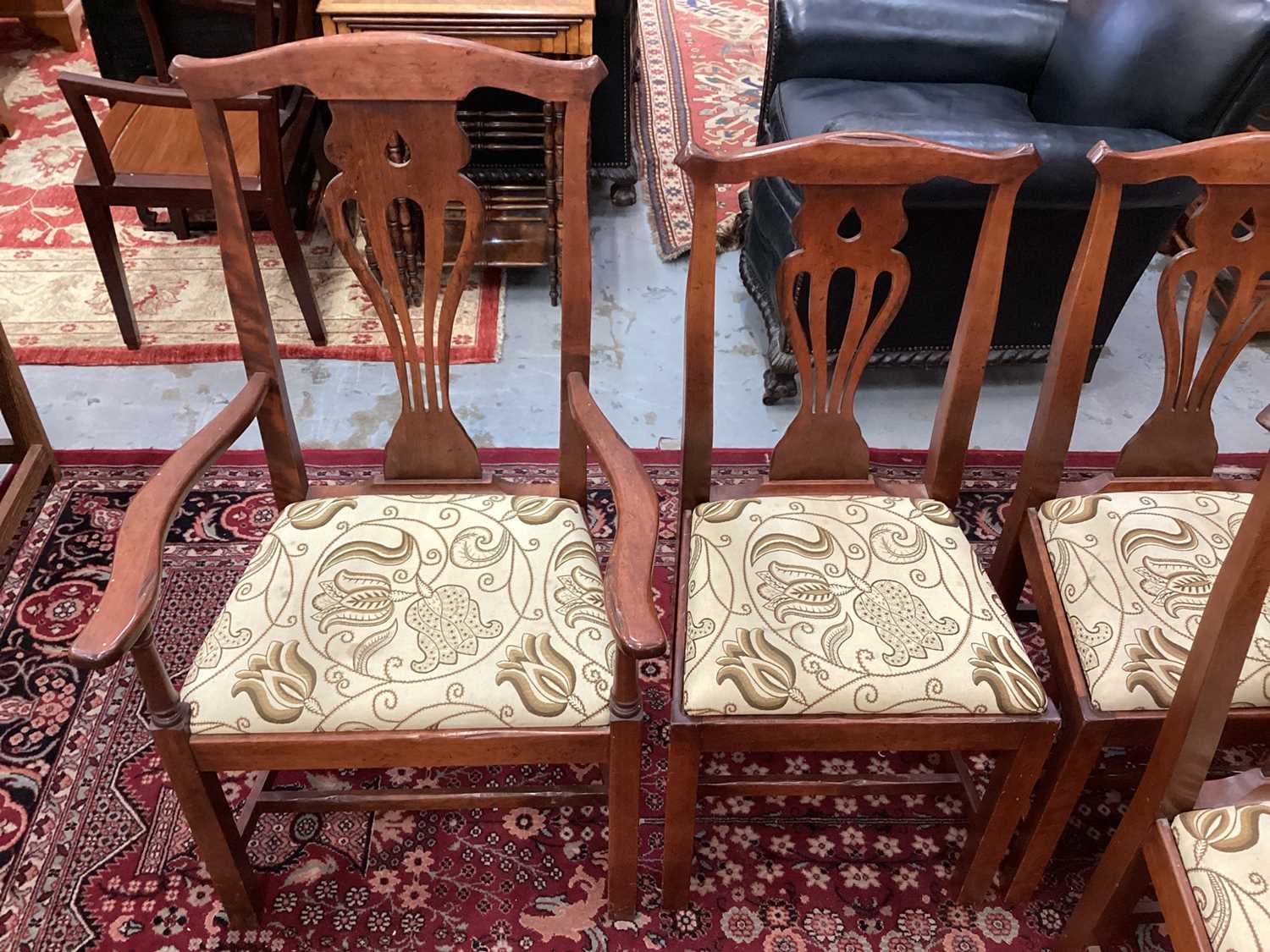 Set of eight George II style fruitwood chairs with drop-in seats - Image 4 of 16