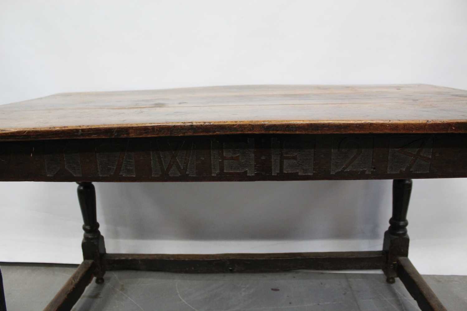 Rare early 18th century oak refectory table dated 1724 - Image 10 of 10