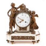 19th century French mantel clock in marble and ormolu case, 31cm high