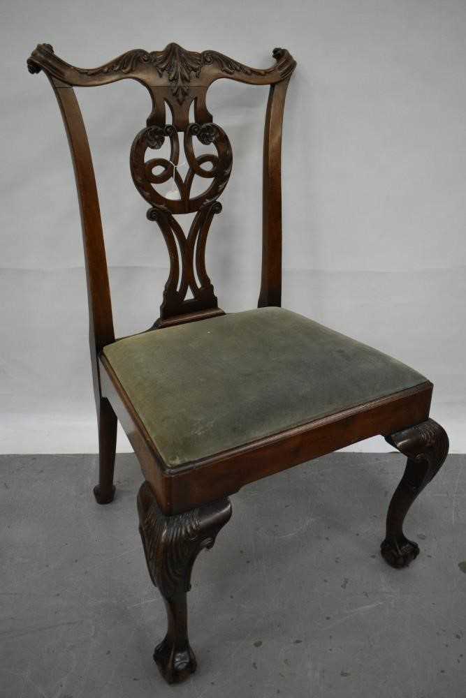 George III carved mahogany dining chair and four others - Image 2 of 8